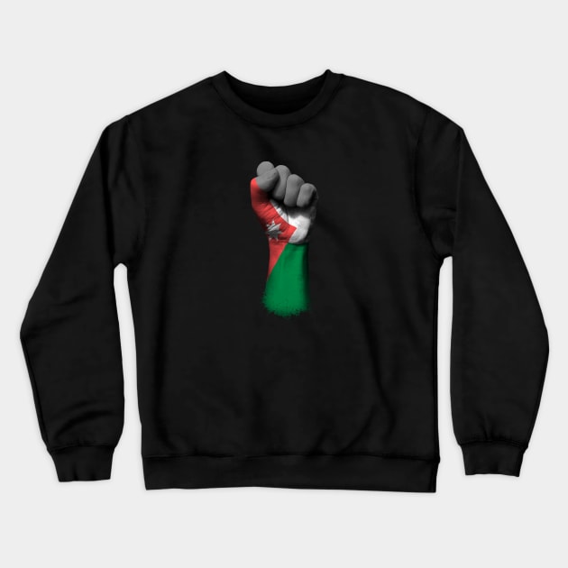 Flag of Jordan on a Raised Clenched Fist Crewneck Sweatshirt by jeffbartels